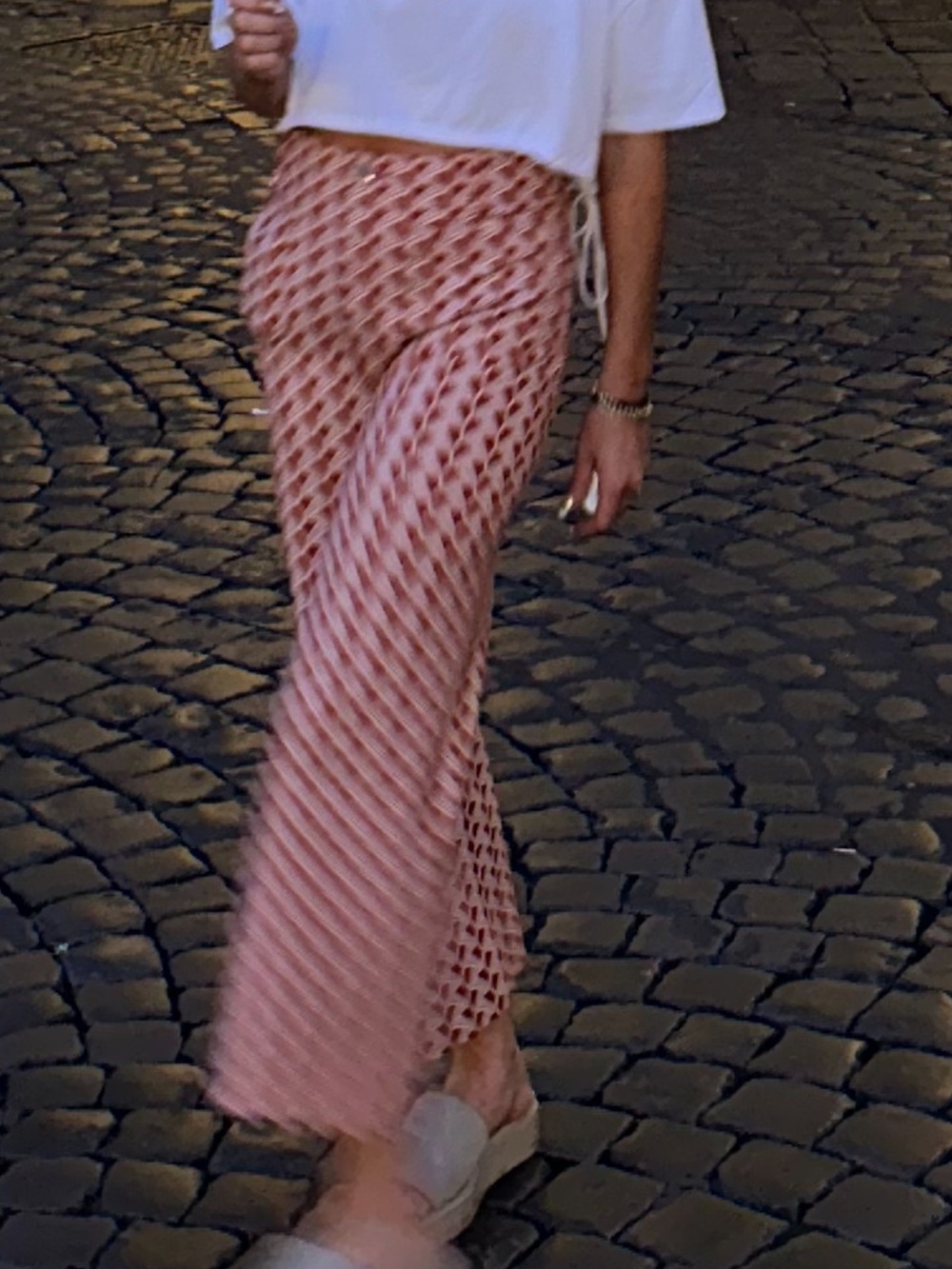 Maeve Pink Patterned Wide-Leg Knit Pants
